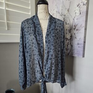 Floral Tie-Front Kimono